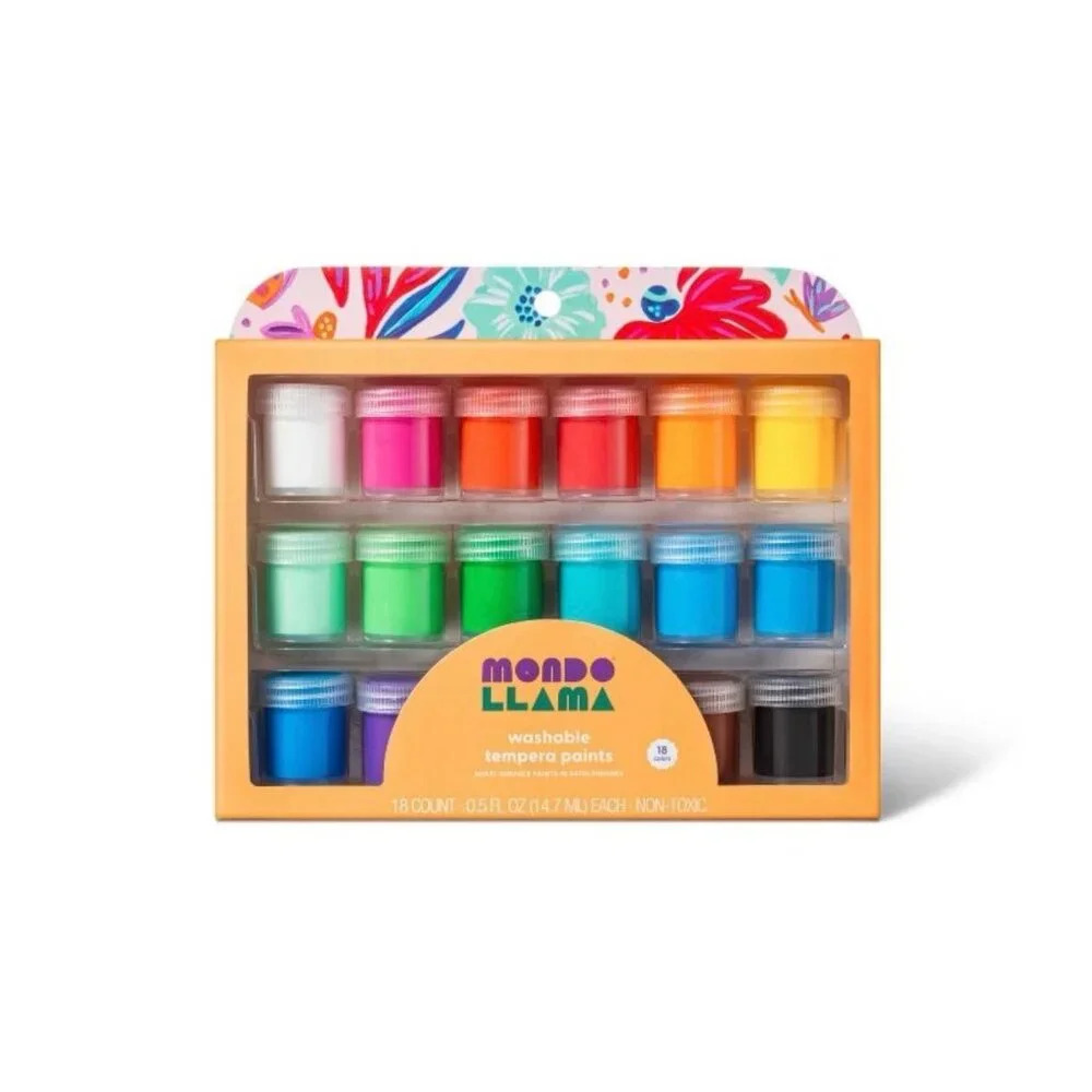 NEW 18ct Washable Tempera Paints Classic Colors - Mondo Llama